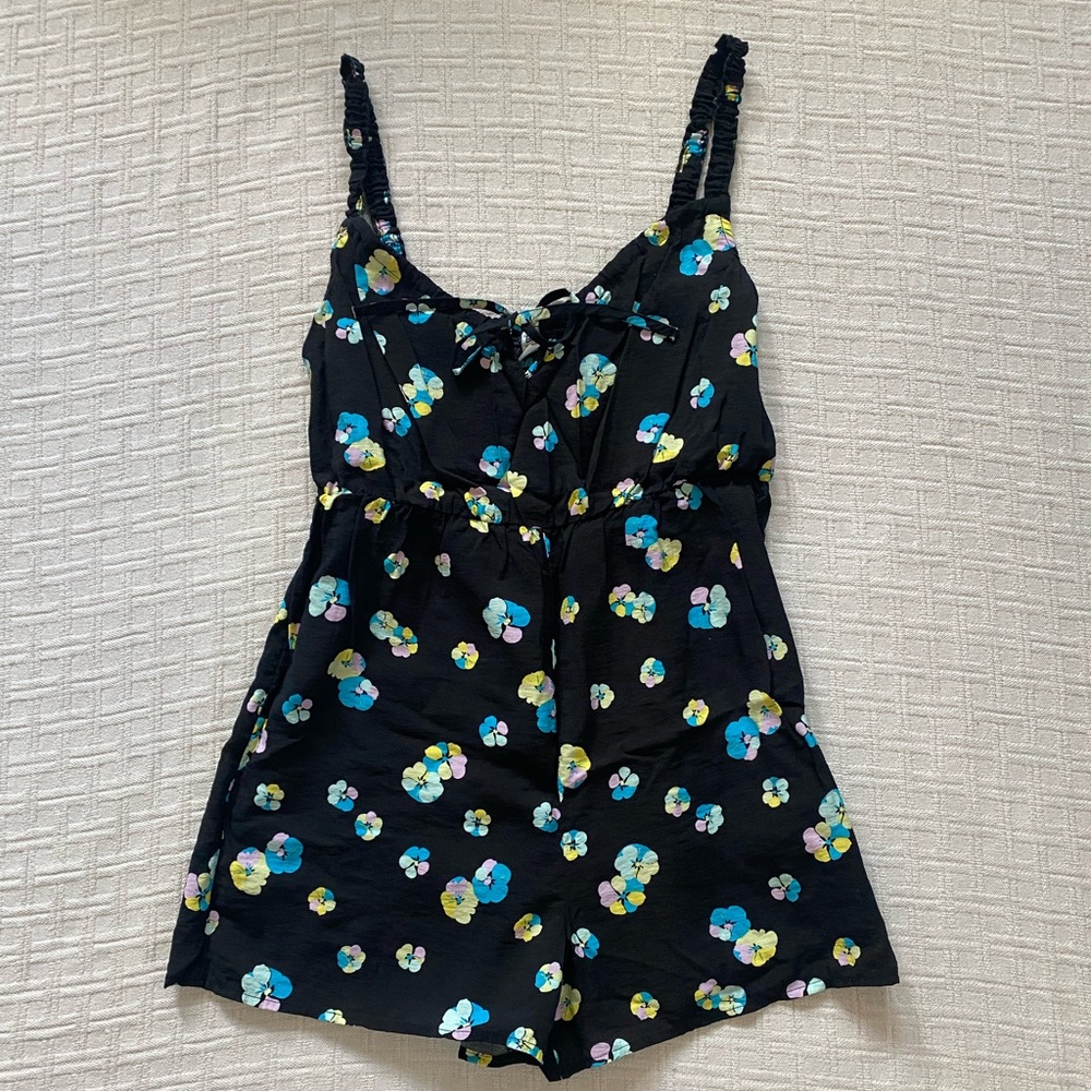 BP black floral romper.